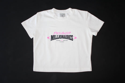 MONARCH TEE WHITE / PINK CROP