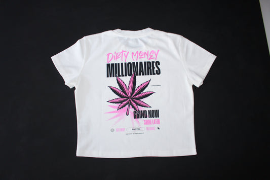 GRIND NOW SHINE LATER V2 T-SHIRT - WHITE PINK crop