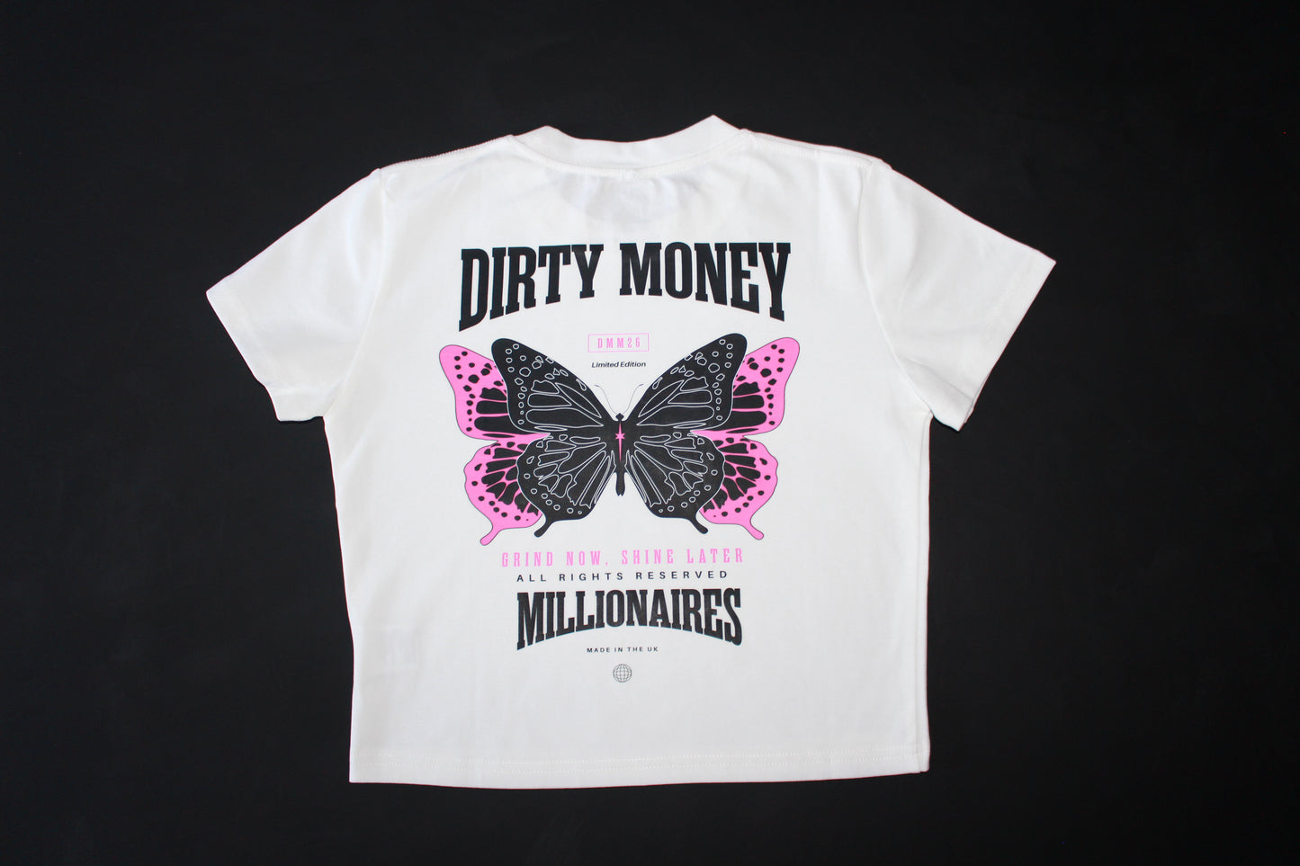 MONARCH TEE WHITE /  PINK CROP