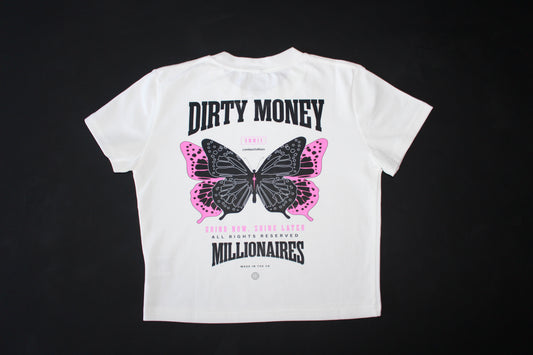 MONARCH TEE WHITE /  PINK CROP